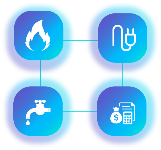 Iconos de servicios: gas, electricidad, agua y pagos
